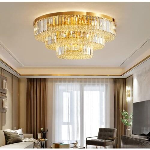 Led Gold Crystal Chandelier For Living Room Lobby Bedroom Luxury Home Decor Light Fixture Modern Indoor Lamp 2021 Round Lustre