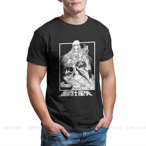 Saint Seiya Manga Cartoon Team Tshirt Homme Punk Oversized T Shirt Tees Pure Cotton Short Sleeve