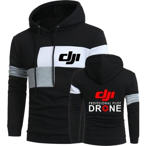 Spring DJI Professional Pilot Drone Logo 3 Color Splice Hoodies Customize Harajuku Sweatshirts Cotton High Street Fashion Coat