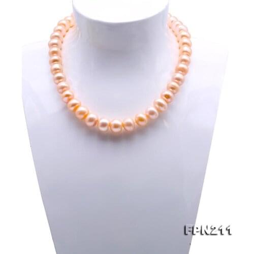 Unique Pearls jewellery Store Perfect Natural Pink Big AA 12.5-13.5MM Real Freshwater Pearl Necklace For Women Silver Clasp