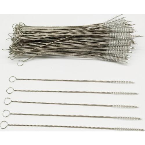 100pcs/lot Thickened Stainless Steel Straw Brush Length 17.5cm Fit For 8mm Diameter Straws