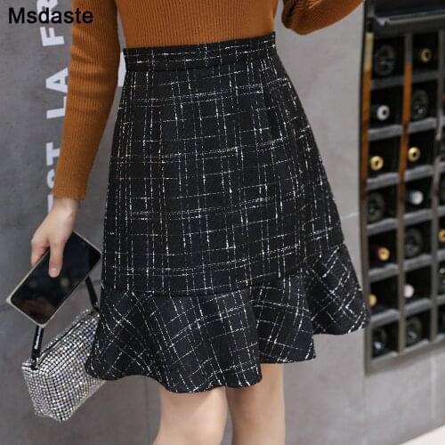 Fishtail Skirt Woman Fashion Autumn Wear High Waist Women Ruffles Trumpet Skirts New Female Mini Skirt Ladies Mermaid Skirts