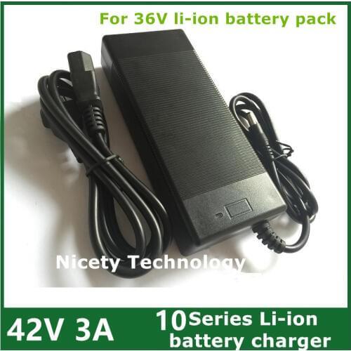 42V3A Electric Bike Lithium Battery Charger for 36V Li-ion Lithium Battery Pack DC 5.5*2.1mm or 5.5*2.5mm Socket/Connector