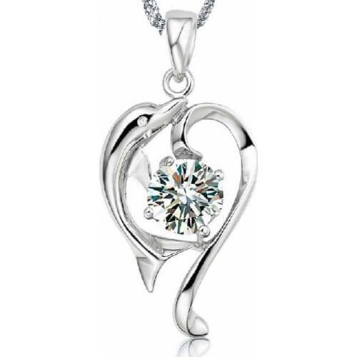 Women Cut Cubic Zirconia Halo Pendant Necklace Chain with 5cm Extension Chain