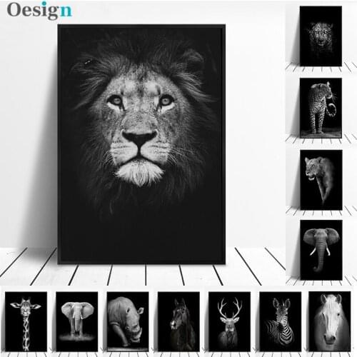 Canvas Painting Animal Wall Art Lion Elephant Deer Zebra Posters and Prints Wall Pictures for Living Room Decoration Home Decor