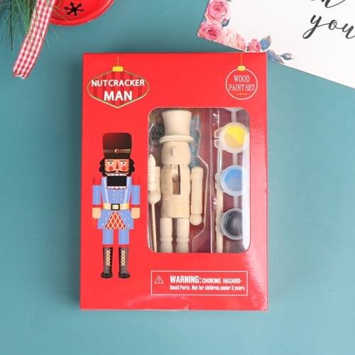 Boe Narodzenie 1Pc 12cm Nutcracker Puppet Christmas Decor DIY Wood Embryo Nutcracker Soldier