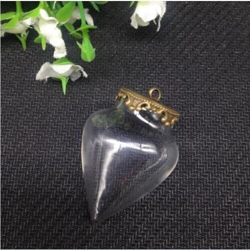 100sets 38x25mm tear drop glass globe orb clear wishing bottle pendant with flat crown tray, jewelry necklace handmade art gifts