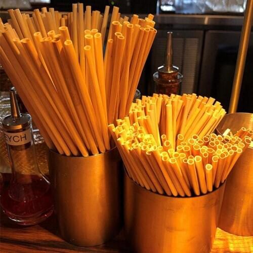 100PCS / Pack 20CM Wheat Straw Environmentally Friendly Straw Bar Kitchen Accessories Home Cocina Garden Drink Straws Stickers
