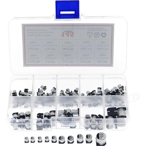 145Pcs 10 Values SMD 0.47 to 470uF Electrolytic Capacitor Assortment Kit For Electronic DIY Project