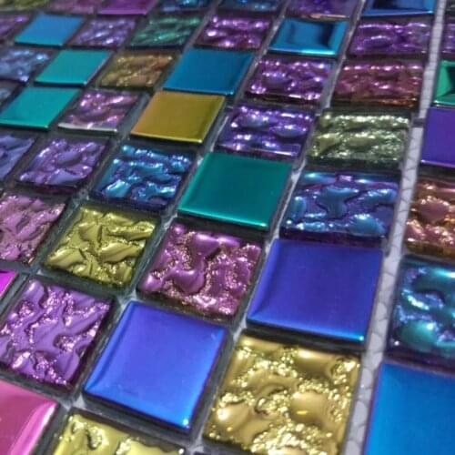 20cm Rainbow Electroplating Crystal Glass Mosaic Tiles for kitchen backsplash bathroom shower fireplace wall tile DIY home