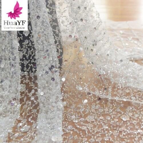 2020 Sequin Lace Fabric Mesh white Color African Embroidery Sequence Nigerian French Party Latest Tulle Hot Sale