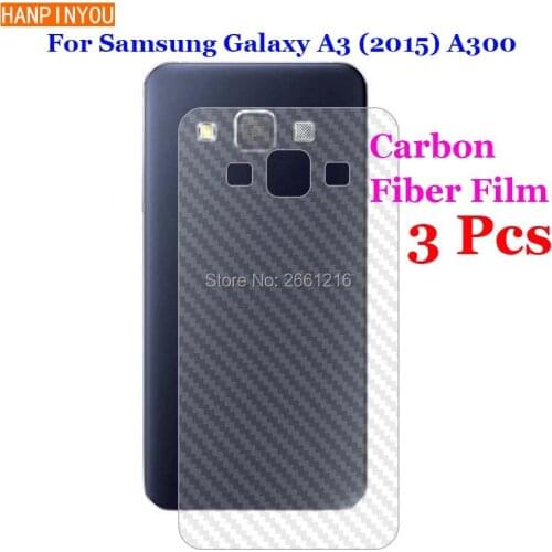 3 Pcs/Lot For Samsung Galaxy A3 2015 A300 4.5" 3D Non-slip Clear Carbon Fiber Back Film Screen Protector Protective Sticker