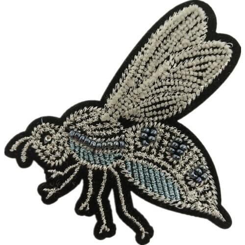 5PCS Embroidery Bee Patch Beaded Insect Patches For Clothing Bag DIY Sewing Accessories Parches Para P0011-B