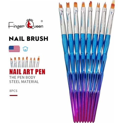 8Pcs/Set Acrylic Nail Brush Set Holder Nail Brush Painting Nail Art Brush For Nail Liner Painting Gel Polish Brushes Tools B058