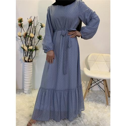 Dubai Arab Muslim Dress Women Abaya Long Sleeve Lace-up Big Swing Maxi Dresses Ladies Embroidery Kimono Islamic Clothing Robes