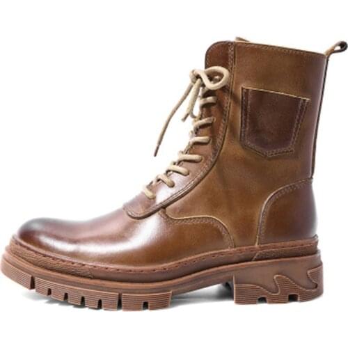 Platform Winter Boots Genuine Leather Shoes Men Vintage Boots Men Military 14#20/10d50