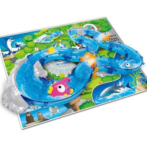 Children Track Park Bath Fishing Toy Toddlers Colorful Floating Fishing Game Set With Water Track And Waterproof Mat Dropship#20