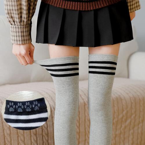 Sexy Cotton Striped Long Socks Spring Autumn New Women Thigh High Socks Over The Knee Stockings For Ladies Girls Warm Knee Socks