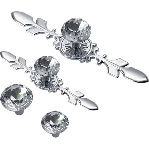 Hot Diamond Drawer Knobs Pull Crystal Glass Cabinet Door Handles Shoebox Kitchen With Screws Hardware Cupboard Closet Luxury