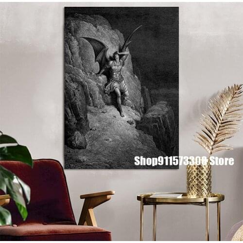 Depiction of Satan by Gustave Dore oil paintings canvas art Prints Wall Art For Living Room Bedroom Decor