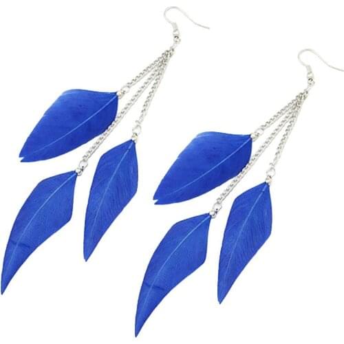 HOT SALES！！！Fashion Feather Long Tassel Chain Charm Women Hook Earrings Party Jewelry Gift