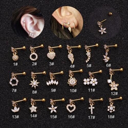 Fashion Snowflake Zircon Stud Earring Single Ear Ring Geometric Stainless Steel Screw Earrings Creative Ear Piercing Jewelry