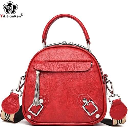 Fashion Small Backpack Women Shoulder Bag Soft Leather Backpacks Cute Tassel Travel Backpack School Bags for Teenager Girls