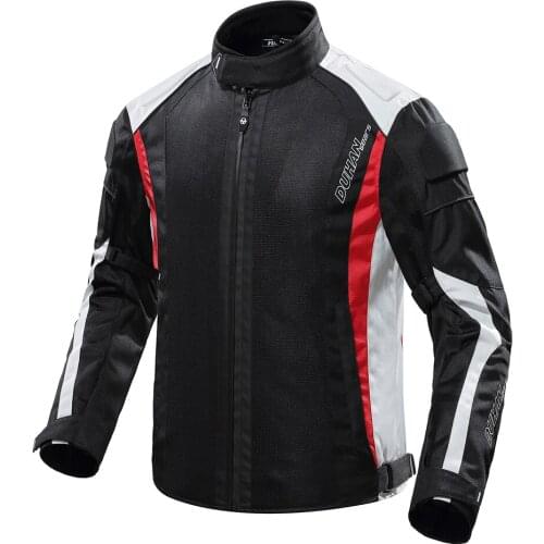 DUHAN Summer Motorcycle Men riding Jacket moto equipment Racing Protective Gear Removable Protector Retro Moto Jacket Clothing