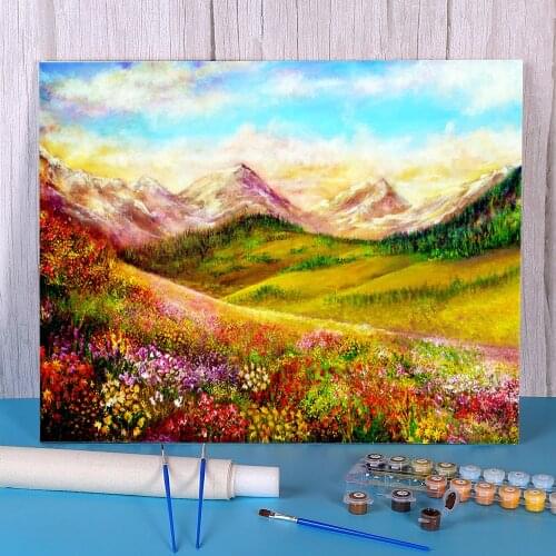 Natural Scenery Alpine Spring Paint By Numbers Set Acrylic Paints 50*70 Paiting By Numbers Decorative Paintings Drawing