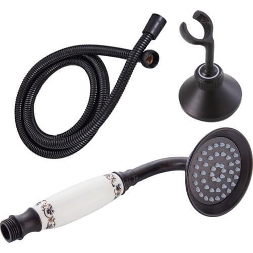 Black Brass Hand Shower Sets Bathroom Handheld Shower Head +1.5M Shower Hose Pipe + Wall holder
