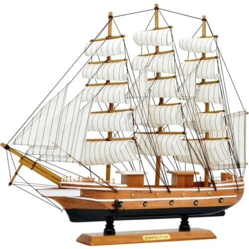 LUCKK New 50CM White Wooden Boat Ship Model Sailboat Toys Home Decoration Accessories Modern Sailing Boats