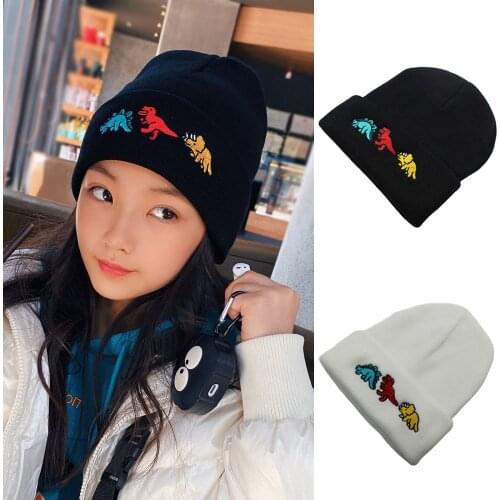 New Winter Hat for Women Knitted Beanies Hat Embroidery Pattern Thick Warm Vogue Ladies Autumn Hat Female Cap Outerdoor