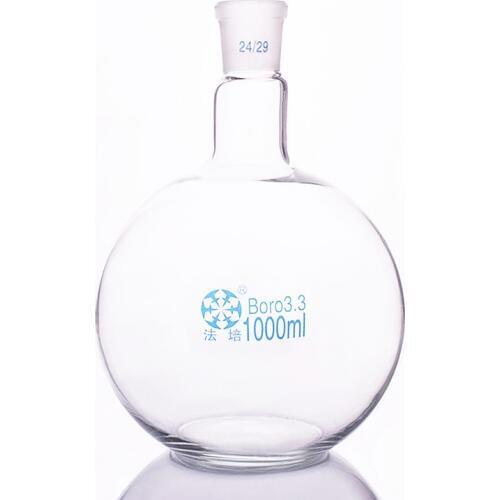 Single standard mouth flat-bottomed flask,Capacity 1000ml and joint 24/29,Single neck flat flask,Boiling flask