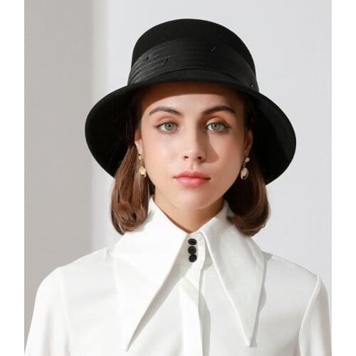 Warm Flat Top French Elegant Fisherman Cap for Lady Fashion Bucket Hat for Girls Travel Casual Bob Panama Hat Woolen Winter Hat