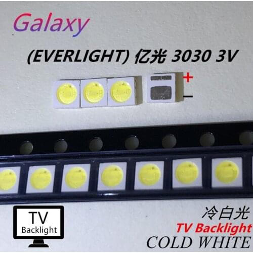 EVERLIGHT LED 100pcs Backlight 1W 3030 3V Cool white 80-90LM TV Application 62-113TUN2C/S5000-00F/TR8-T