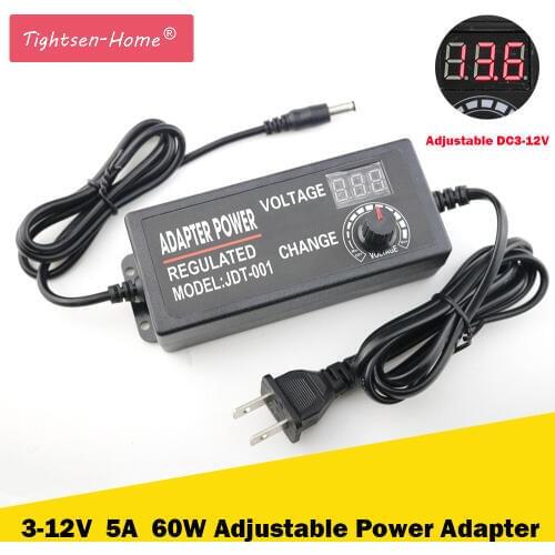 Adjustable 3V-12V 5A 60W AC/DC Adapter Switching Power Supply Regulated Power Adapter Supply Display EU/US/UK/AU High Quality