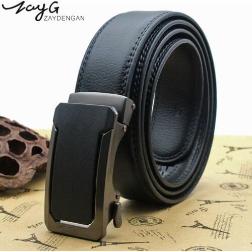 ZAYG Men Upscale black brown Car type metal Automatic buckle Belt Casual simplicity Belts Men Luxury Strap Male classic Belt