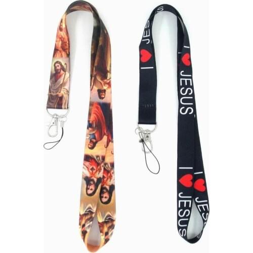 New 100pcs I Love Jesus key lanyards id badge holder keychain straps for mobile phone ID Card Holder for Kids