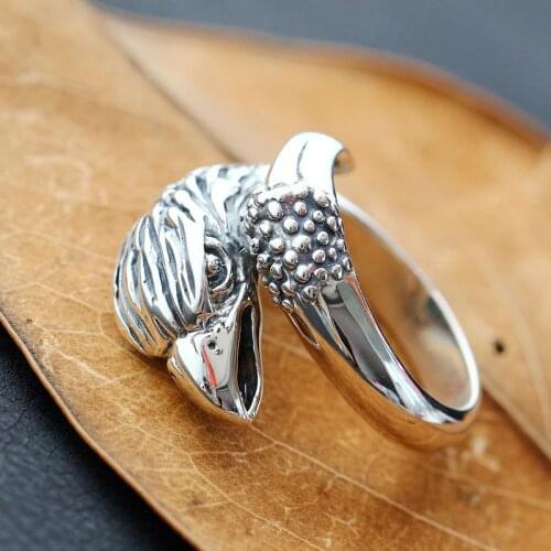 Silver Eagle Silver Ring Opening retro male 925 Sterling Silver Ring