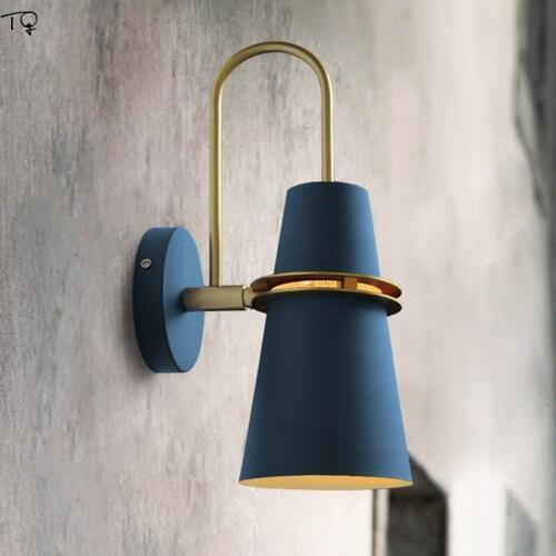 Nordic Industrial Metal LED E27 Horn Wall Lamp Modern Luxury Living Room Bedside Wall Sconces Corridor Balcony Background