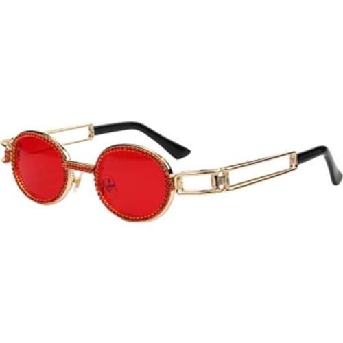 Rhinestone Crystal Diamond Stoned Studded Luxury Oval Sunglasses Retro Women