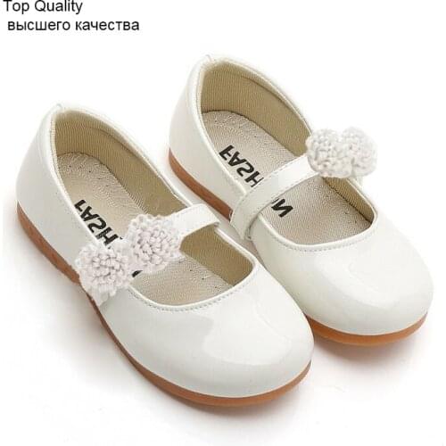 5 6 8 10 12 14 Years New Flower Kids Children Girls White Patent Leather Shoes For Girls School Flat Dance Wedding Party Shoes