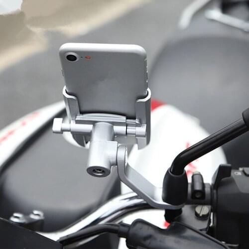 Universal Aluminum Alloy Rearview Mirror Motorcycle Phone Holder For iPhone Samsung Support Telephone Moto Holder For GPS Holder
