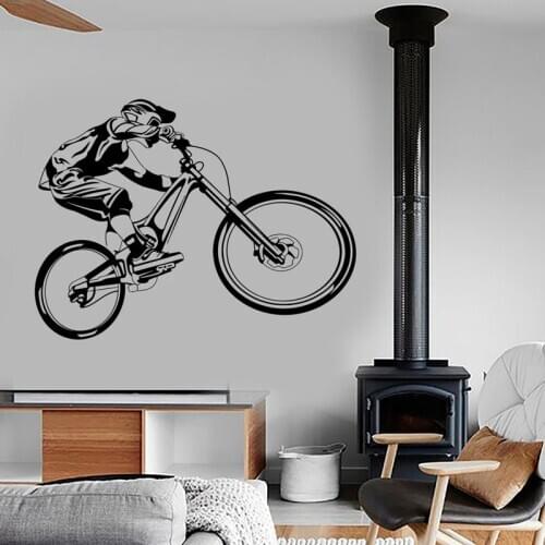 Wall Vinyl Decal Mountain Bike Extreme Sports Biking Bicycle Motocross Modern Garage Home Decor E126