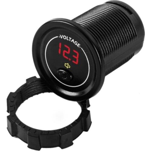 Waterproof Motorcycle Boat Car DC 12V 24V 30V LED Voltmeter Display Voltage Meter with ON OFF Switch Low Voltage Alarm