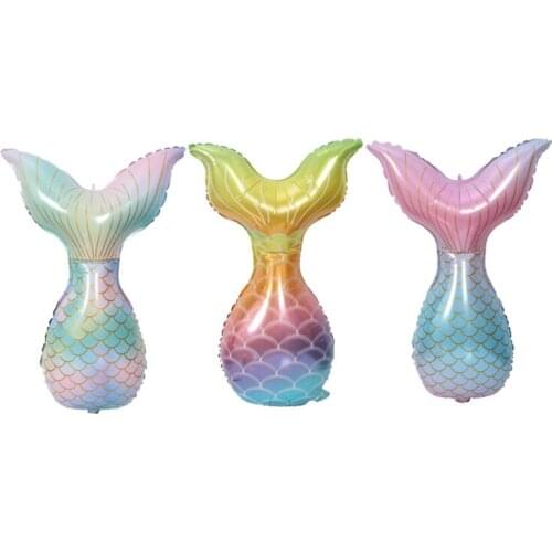 Cartoon animal balloon gradient mermaid tail shape aluminum film balloon marine theme birthday party decoration balloon