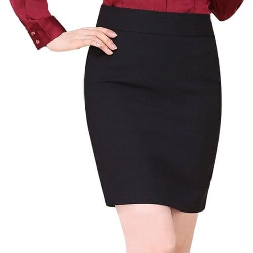 Spring and Autumn Womens Black Half-length Skirt Ladies Professional Hip Skirt No Pleated Office Short Skirt High Quality