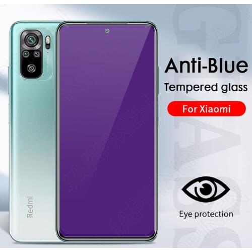 Anti Blue Light Tempered Glass For Xiaomi Mi 10T Poco X3 NFC F3 GT M3 F2 Pro Redmi Note 10 9 8 7 Pro 9S 10S 9T Screen Protector