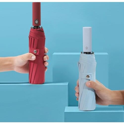 Twelve strands of automatic folding umbrella black glue sunscreen UV protection rain and sun dual-use business umbrella