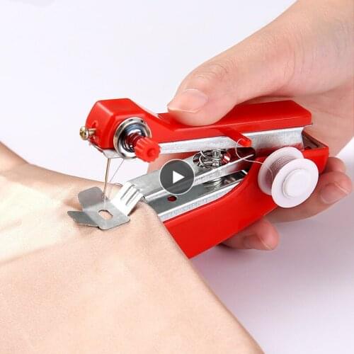 1Set Portable Sewing Machine Manual Simple Operation Sewing Needle Sewing Cloth Fabric Spare Sewing Threads Needlework Tool
